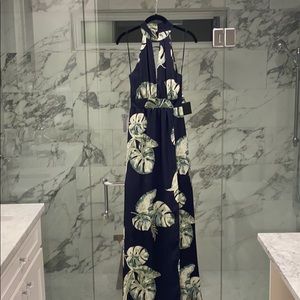 Navy Tropical Maxi Dress